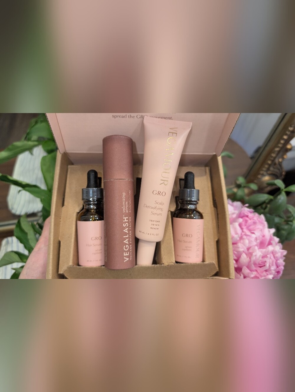 VEGAMOUR GRO Scalp Detoxifying Serum & VEGALASH Volumizing Serum - Pink